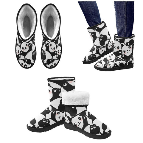 e-joyer Custom High Top Unisex Snow Boots (047) Cute Panda Custom High Top Unisex Snow Boots (Model 047)