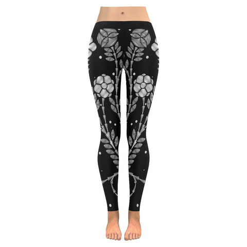 Black and white Enchanting flower Low Rise Leggings