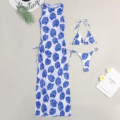 Loyally Elegant bikini Leaf print / M Kylie 3 Piece Swimsuit & Cover