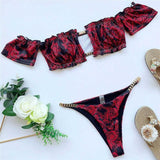 Loyally Elegant bikini Red / S Off Shoulder Frill Vibe Bikini