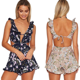 Loyally Elegant Butterfly Kiss Floral Print Romper