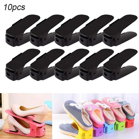 Loyally Elegant shoe rack 10pcs---black Adjustable EZ Shoe Space Saver