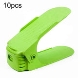 Loyally Elegant shoe rack 10pcs---green Adjustable EZ Shoe Space Saver