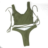 Loyally Elegant swimsuit army green / S Bhad Bae Low Waist Split Bikini