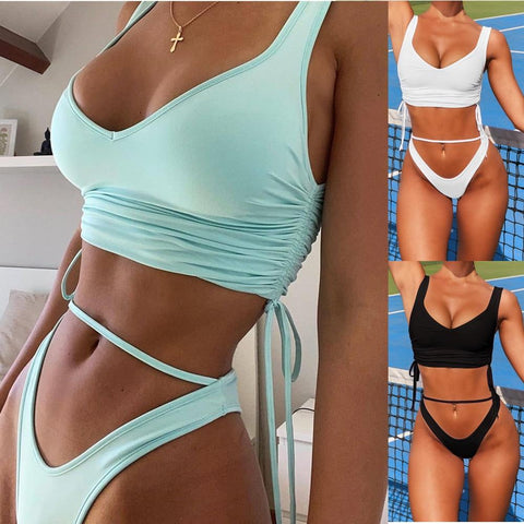 Loyally Elegant swimsuit Bhad Bae Low Waist Split Bikini