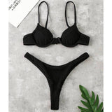 Loyally Elegant swimsuit Black / L Ribbed Underwire Sweet High cut Bikini