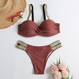 Loyally Elegant swimsuit brown / S Micro V-bar Bikini