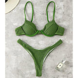 Loyally Elegant swimsuit Green / S Ribbed Underwire Sweet High cut Bikini