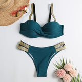 Loyally Elegant swimsuit peacock blue / S Micro V-bar Bikini