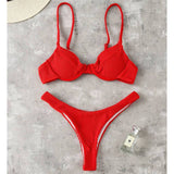 Loyally Elegant swimsuit Red / L Ribbed Underwire Sweet High cut Bikini