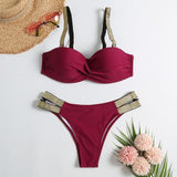 Loyally Elegant swimsuit wine red / S Micro V-bar Bikini